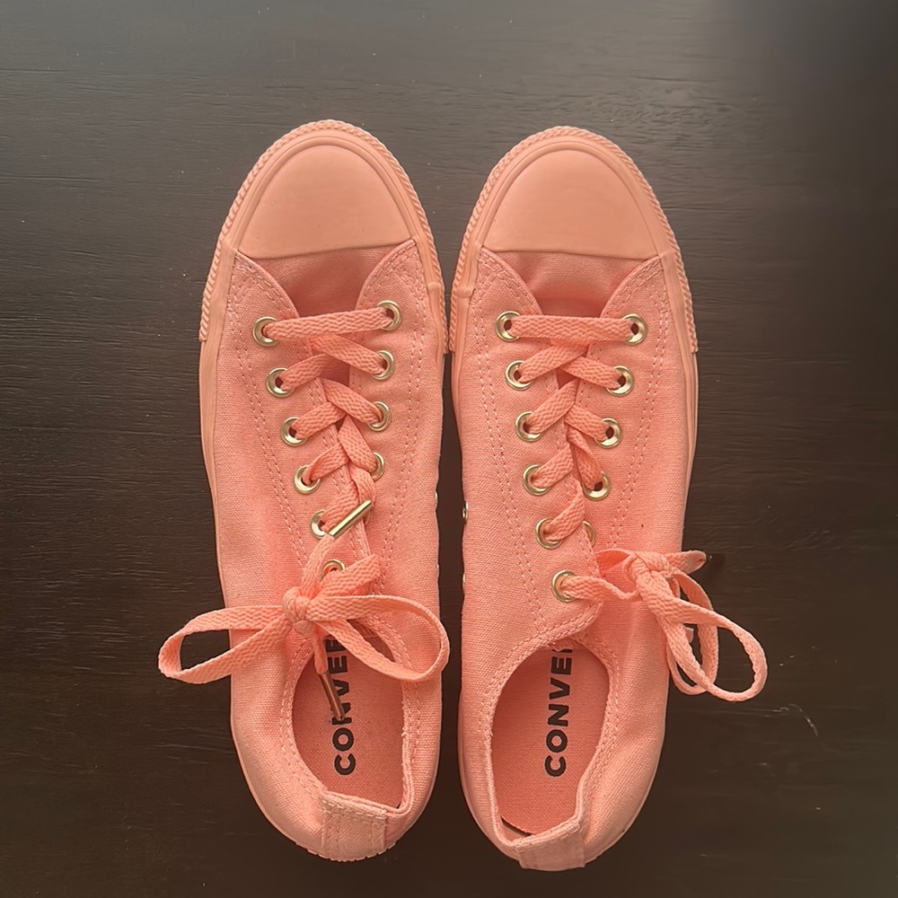 Peach with gold accents converse